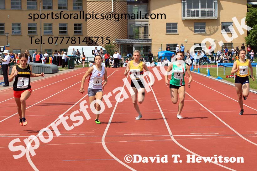 Womens Under-17s and Girls Under-15s 100 metres, 2022 Northern Inter Counties U17s and U15s Track and Field, York, Thursday, June 2nd. Photo: David T. Hewitson/Sports for All Pics